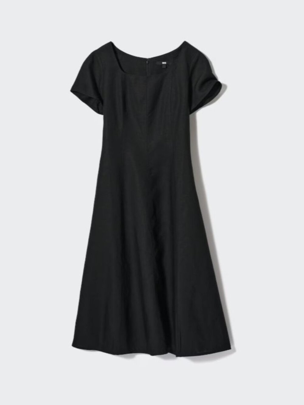 Uniqlo Linen Blend Square Neck Short Sleeve Dress
